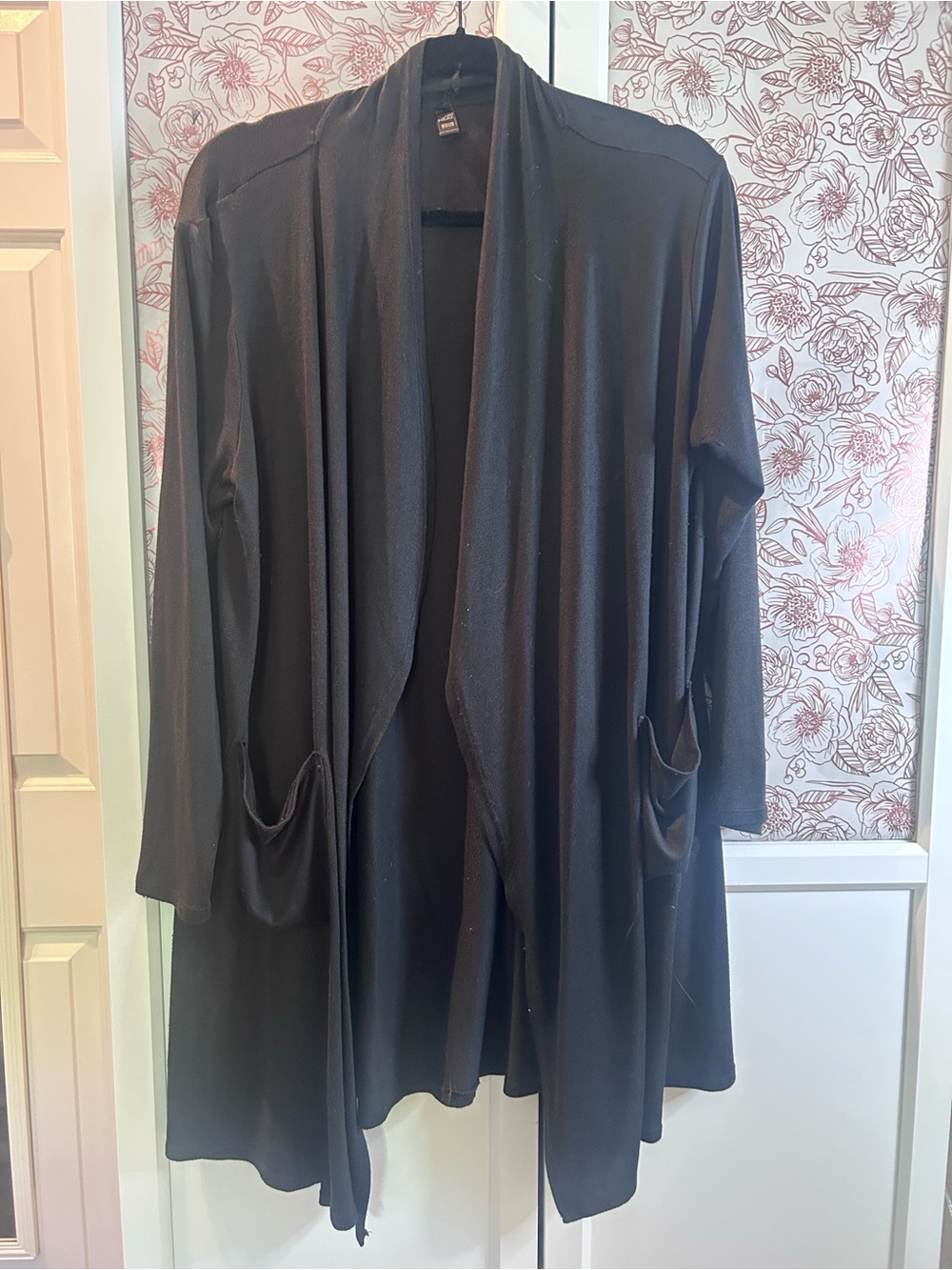 32 Degrees Black Open-Front Draped Cardigan